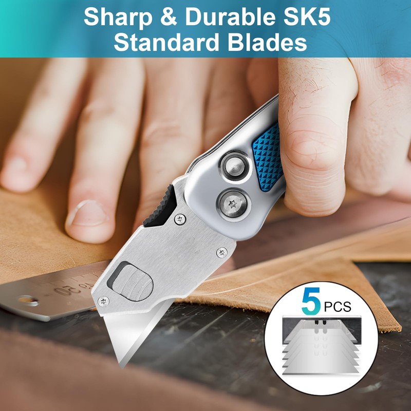 Box Cutter, Utility Knife with Quick Change Blades, Stainless Steel