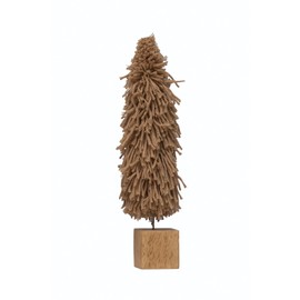Fabric Yarn Tree with Wood Block Base, Tan