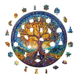KAAYEE Wooden Puzzles for Adults, Tree of Life Wood Jigsaw Puzzle Adult,275 Pcs Advanced Tree Puzzles Gifts for Dad Father's Day Birthday Family Game(13.4 * 13.4in)