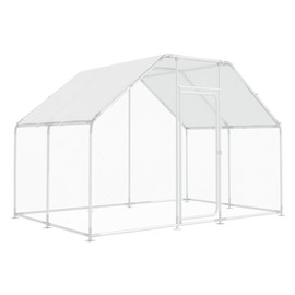 Large Metal Chicken Run, Chicken Coop with Lockable Door Flat Shape Walk-in Chicken Hen House with Waterproof & Anti-UV Cover for Duck Rabbit Habitat Cage Outdoor Poultry Cage for Yard Farm