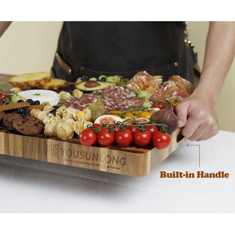 YOUSUNLONG Cutting Board XXL Large End Grain Acacia Wood Mixed
