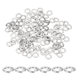 sourcing map 4# Spring Lock Washer, 304 Stainless Steel Split Lock Washers for Screws Bolts Cars Construction Machinery Silver Pack of 120