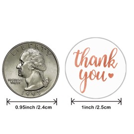 LOOGI Thank You Stickers, Pack of 500 Thank You Labels for Decorative Packaging (Rose Gold, 2.5 cm)
