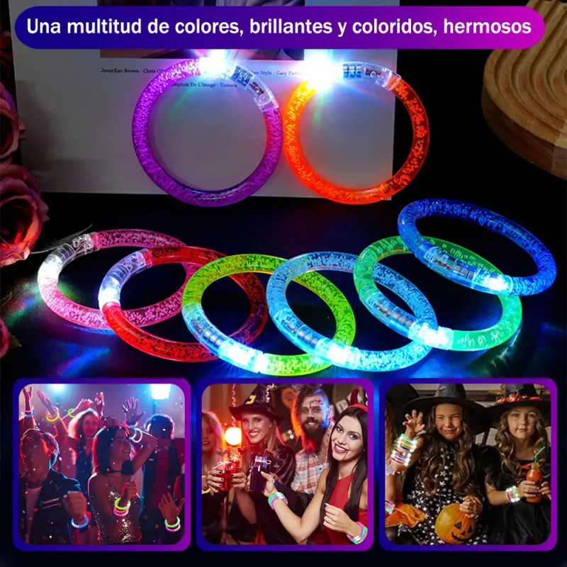 50 Pulseras Neon Luminosas Led Para Fiestas Glow Fiesta Boda