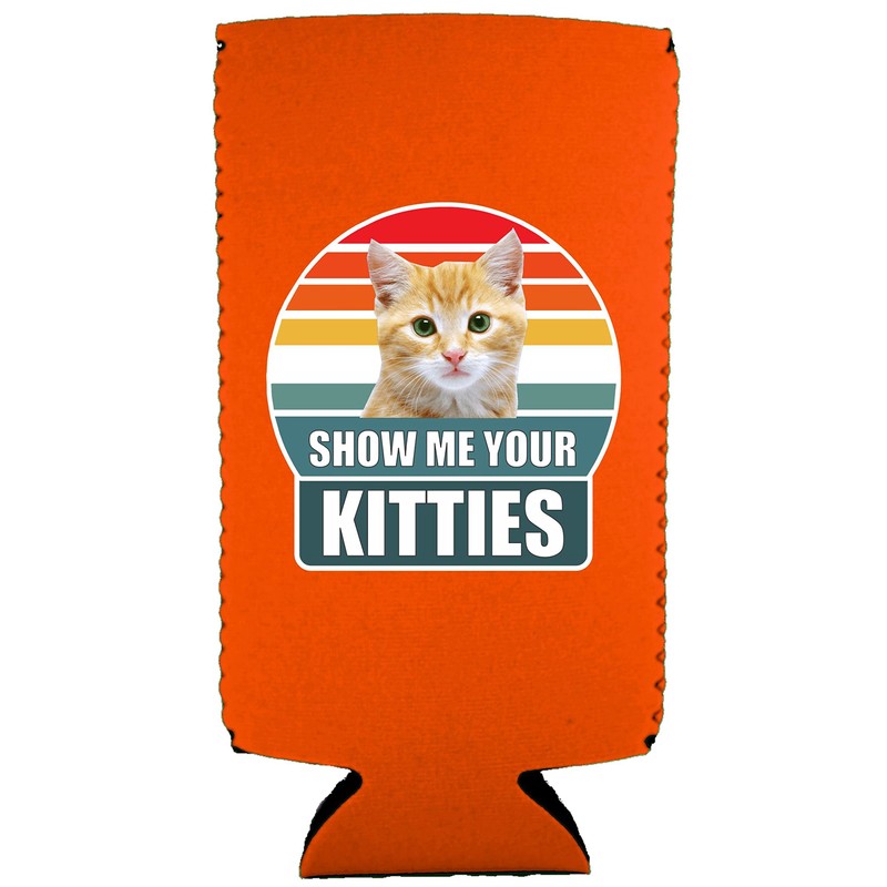 Show Me Your Kitties Slim Can Coolie (2 Pack, Orange)