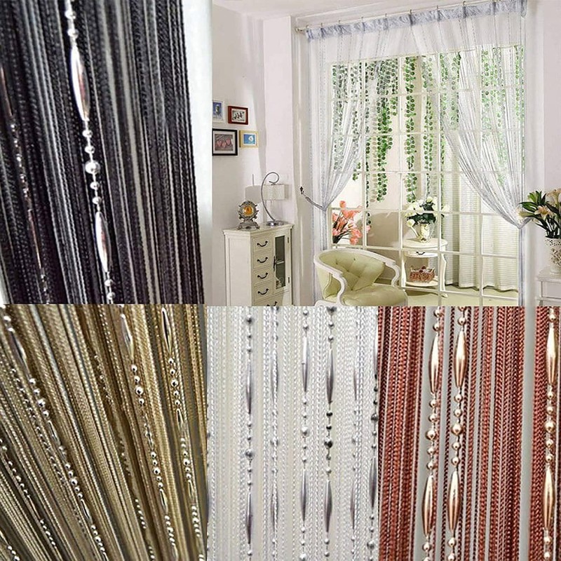 Zomanon 1m x2m Beaded String Curtain With Rod Processing Window