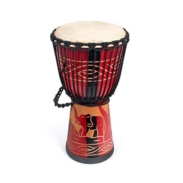 Djembe Drum, AKLOT African Drum Hand-Carved 9.5'' x 20'' Mahogany