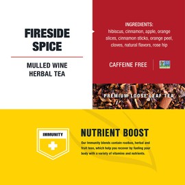 Tiesta Tea - Fireside Spice, Loose Leaf Mulled Wine Herbal tea, Decaf, Hot & Ice Tea, 1.9 oz Pouch - 25 Cups, Natural, Flavored, Immune System Support, Herbal Tea Loose Leaf