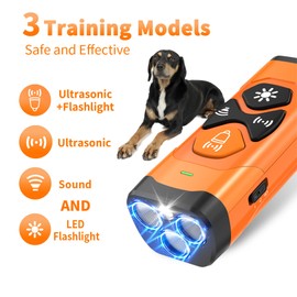 RIXBEO Ultrasonic Dog Trainer Dog Bark, Deterrent Devices for Own or Neighbor's Puppy, Device Safe & Effective Portable Anti Barking Device for Dogs Indoor Outdoor Use Orange Black