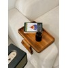 Tinamo 13.75" x 9.5" Acacia Couch Arm Table, Wooden Sofa