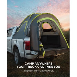 JOYTUTUS Pickup Truck Tent 2.0, Waterproof PU2000mm Double Layer for 2 Person, Portable Truck Bed Tent with Rainfly, 5.5'-5.8' Camping Preferred - Green