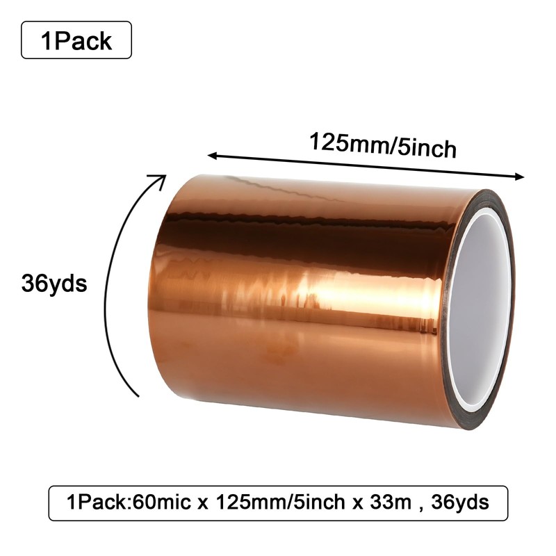 BOMEI PACK Polyimide Tape, 1 Pack High-Temperature Resistant Tape 5inch
