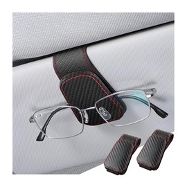 XINLIYA Sunglasses Holder for Car Sun Visor, 2 PCS Magnetic Leather Eyeglass Hanger, Sun Glasses Mount Clip on Visors, Ticket Card Cash Organizer, Auto Interior Accessories（Carbon Fiber）