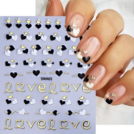 8 Sheets Valentine's Day Nail Stickers Heart Nail Art Stickers Love Heart French Tip Nail Decals Valentines Nail Design Stickers for Women Girl DIY Holiday Nail Decoration