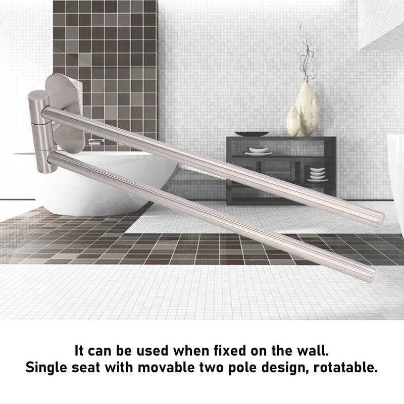 Stainless Steel Toilet Paper Bracket Single Seat 2 Poles Rotatable