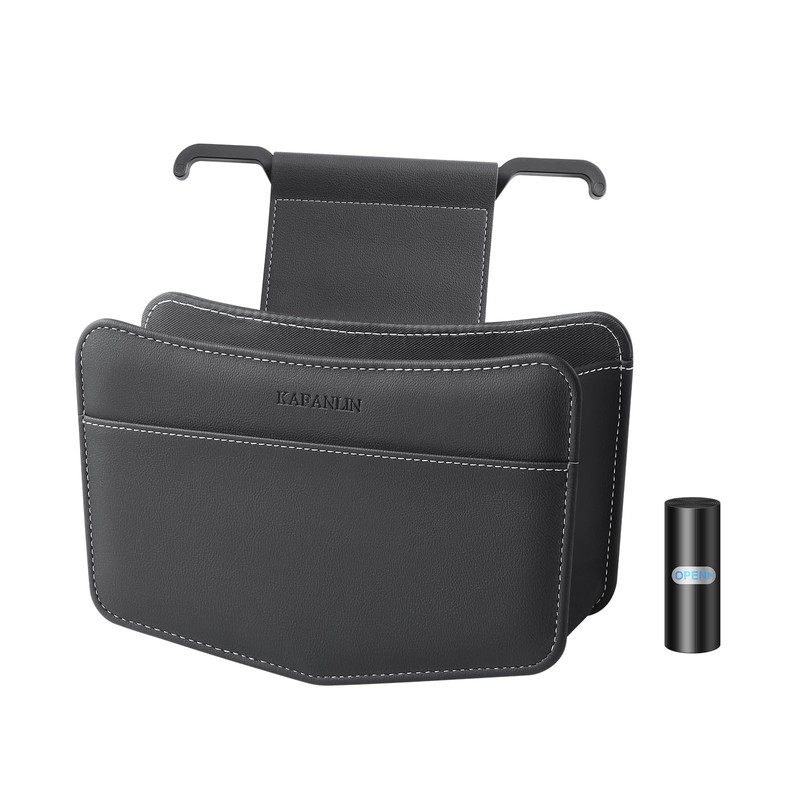 KAFANLIN Car Trash Can small Leather Vehicle Trash Bin Car