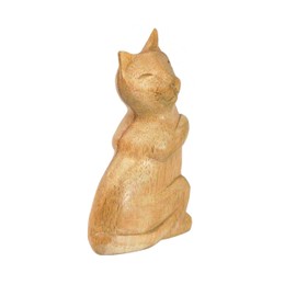 Brave Wings Hand Carved Wooden Animal ~ Attentive Cat ~ OOAK Sculpture Figurine Statue Unique Table Decoration Home Decor Gift for Christmas and Birthdays ~ 4692