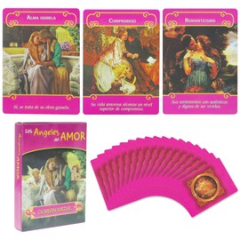 SZYIYI Tarot y Oráculo en Español, Cartas de ángel romántico, 44 Hojas Juego Completo de Cartas, perfectas para reuniones Familiares de aprendices de Tarot (Estilo 3)