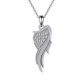 POPLYKE 925 Sterling Silver Angel Wings Necklace Guardian Angel Pendant Charm Angel Jewelry Gifts for Women Girls