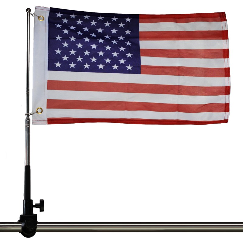 Boat American Flag Pole Kit,12''x18'' Pontoon Boat Flags,US Flag Holder