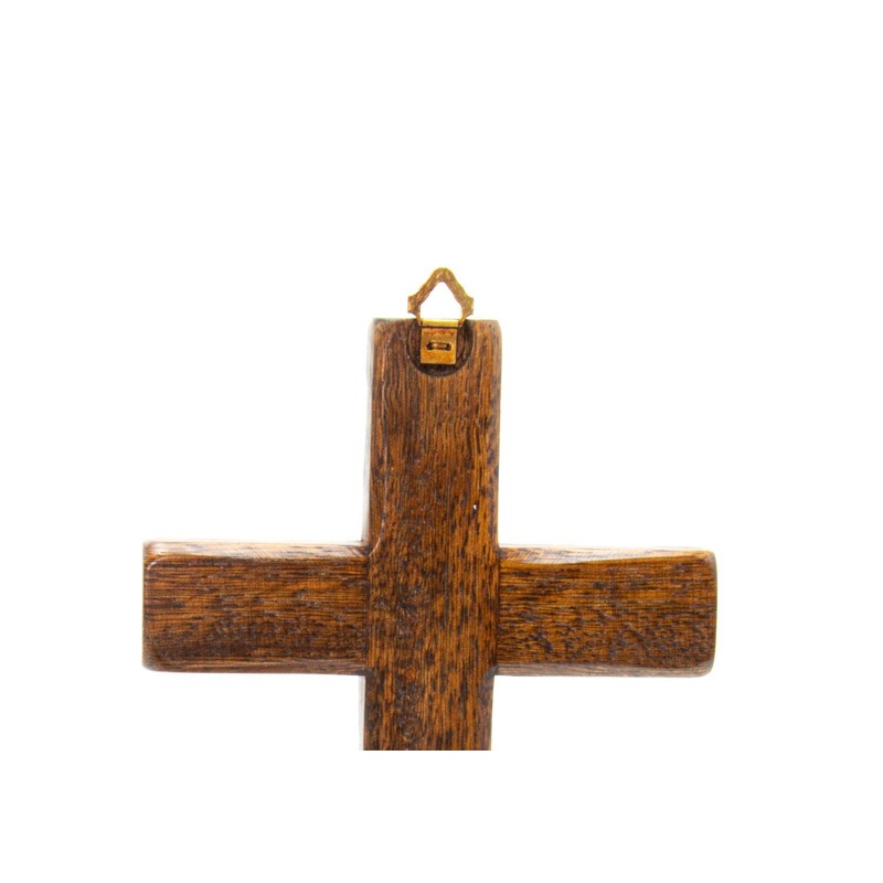 Wooden Crucifix Wall Mounted Christ in Brass Made in Umbria