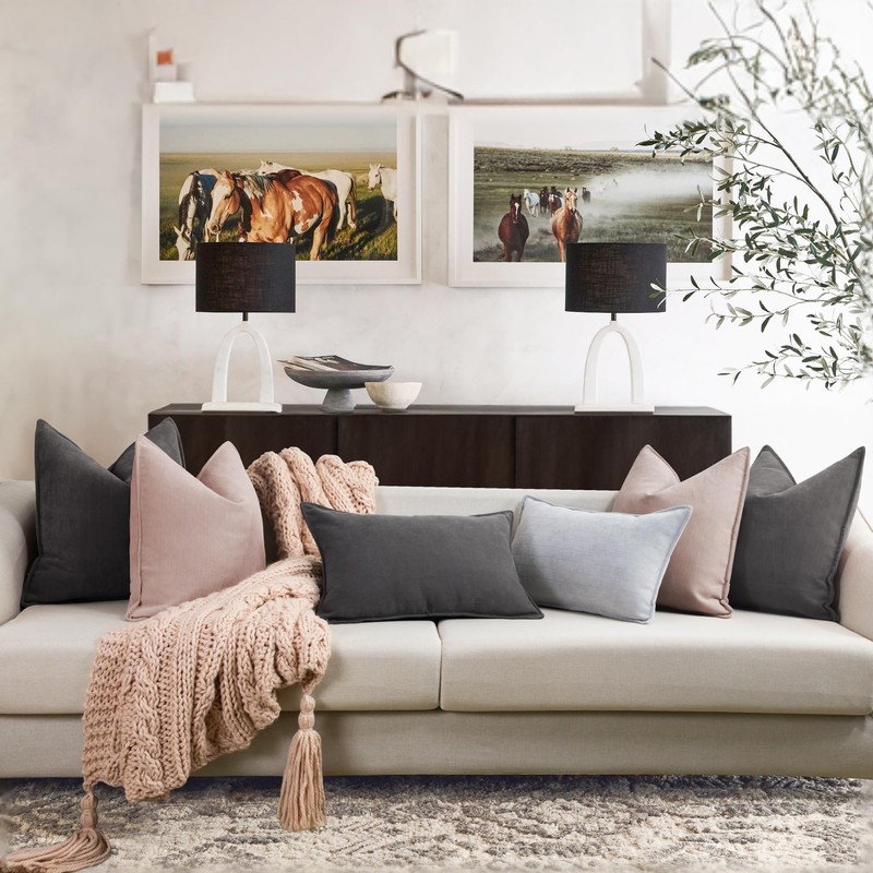 ZWJD Dusty Pink Pillow Covers 18x18 Set of 2 Chenille