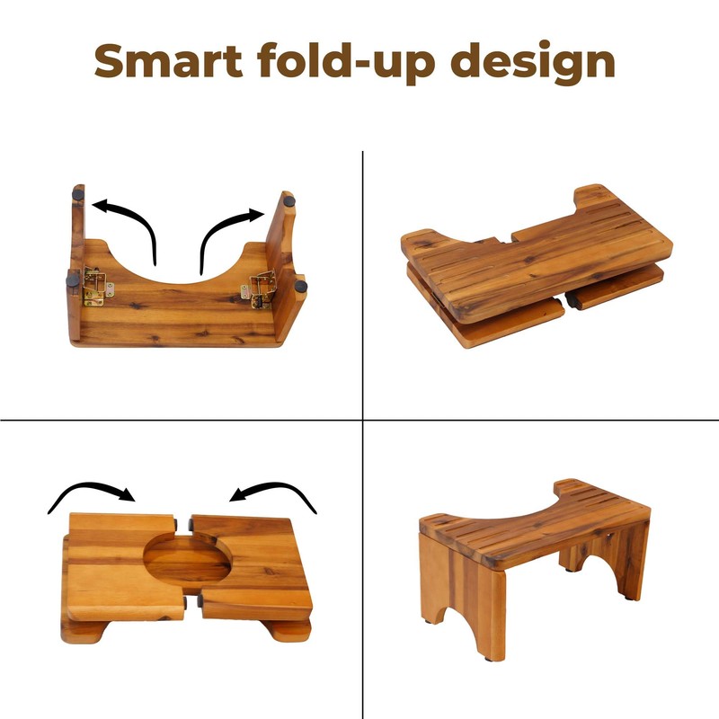 NABYTOK Acacia Toilet Stool Foldable, Stool for Adults, Kids, Seniors,