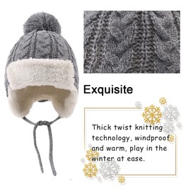 XIAOHAWANG Baby Hat Winter Knitted Hat Baby Newborn Warm Winter Hat Girls Children's Hats Boys Benia for Baby Children, gray