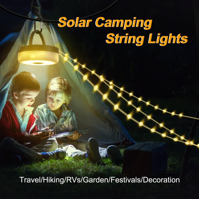 SMY Lighting 4 in 1 Solar Camping String Lights, 72.2Ft