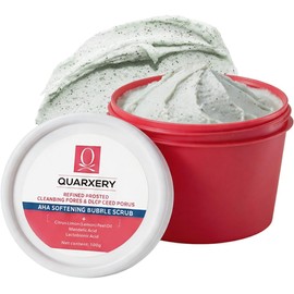QUARXERY Exfoliante Espumoso Corporal y Facial con Ácido Mandélico y Lactobiónico Crema Exfoliante Suave para Puntos Negros, Acné, Axilas e Ingle Oscura, Limpieza de Poros con Sal Marina