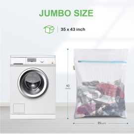 OTraki Large Mesh Washing Bag 43 x 35 in XL Laundry Bag Washer Machine Net Protector Large Washer Bag for Travel Camp College Student Dress Bedding Blanket Sheet Robe Cleaning Organizer Blue