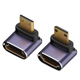 YFFSFDC Mini HDMI Male to HDMI Female Adapter [2 Pack] 90 Degree + 270 Degree Mini HDMI Male to HDMI Female Adapter L Shape Mini HDMI Extension Adapter 8K@60Hz 4K@120Hz TV HDR Full HD Portable Display