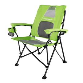 STRONGBACK Elite Folding Camping Lawn Lounge Chair Heavy Duty Camp Outdoor Seat with Lumbar Support and Portable Carry Bag