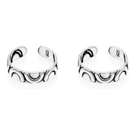 925 Sterling Silver Oxidized Ear Cuff - Nickel & Lead-Free Adjustable Non Pierced Cuff Earrings for Women - Stylish & Cute Jewelry Gift for Friends & Loved Ones-Libi’s Thai Jewelry