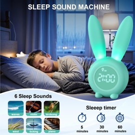 Homealexa Homealexa Kinder Lichtwecker Cute Rabbit Kinderwecker Creative Nachttischlampe Snooze-Funktion, zeitgesteuertes Nachtlicht, Kindertagesgeschenk fr Kinder, M?dchen