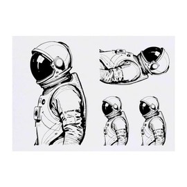 4 x 'Astronaut Spacesuit' Temporary Tattoos - Water Resistant, Skin-Safe, Non-Toxic Transfers, Mixed Sizes (TO00071638)