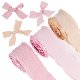 1.57" x 30Yd Linen Ribbon Mixed Color Ribbons Set 10Yd x 3 Rolls Wired Ribbon for Wedding Invitations, Bridal Bouquets, Party Decoration, Gift Wrapping, Bow Making