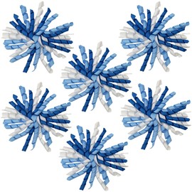 6 Counts Blue White Curly Bows for Gift Wrapping, Baby Shower Self Adhesive Curly Ribbon Bows Holiday Gift Bow for Wine Bottle, Treat Bags, Birthday, Bridal Shower Party Favors - 6 inch