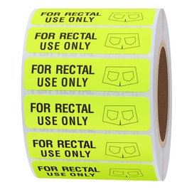 Hybsk for Rectal Use Only Stickers 1.5" x 0.375" Fluorescent Yellow Stickers with Permanent Adhesive 500 Labels Per Roll (Fluorescent Yellow)