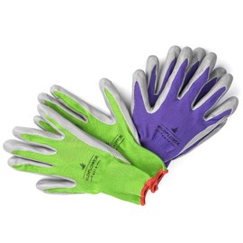 WILDFLOWER Tools Gardening Gloves for Women and Men - (2 Pairs - Large) Nitrile Coating for Protection