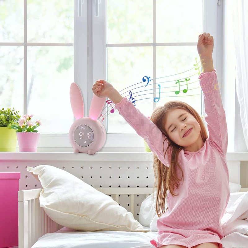 KDtech Kids Alarm Clock with Night Light 6 Ringtones, Cute