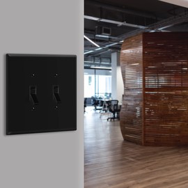 ENERLITES Double Toggle Switch Cover, Two Gang Light Switch Wall Plate, Gloss Finish, Oversized 2-Gang 5.5" x 5.5", Unbreakable Polycarbonate Thermoplastic, UL Listed, 8812O-BK, Black