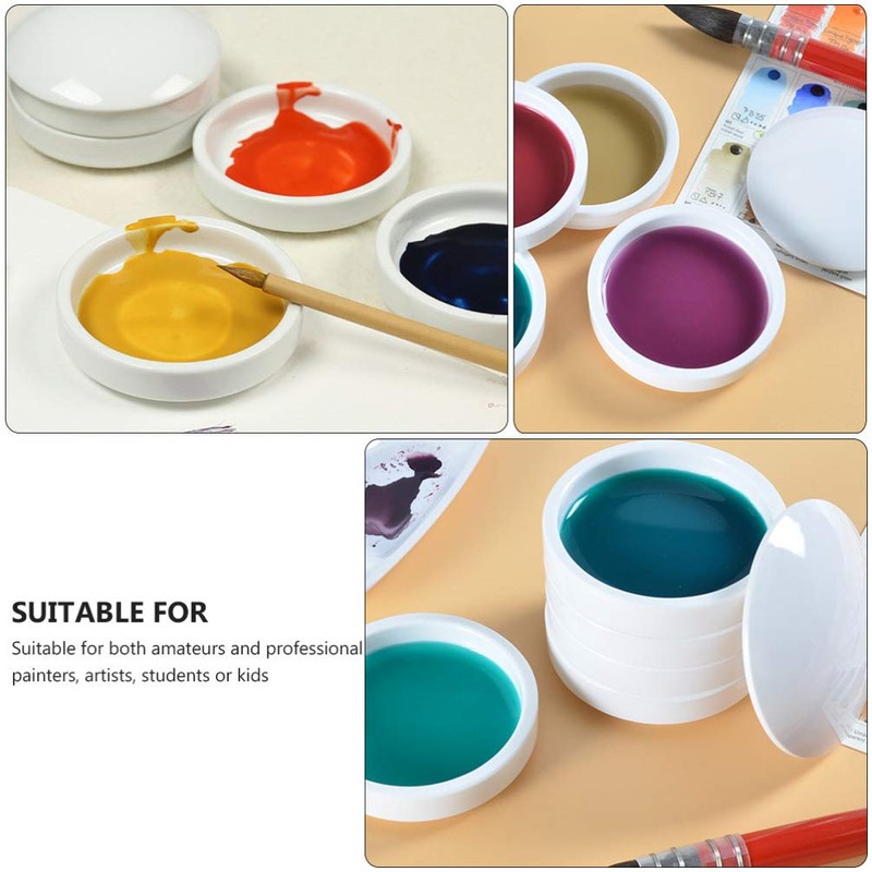 NUOBESTY Ceramic Ink Dish Stackable Paint Mixing Trays Round Ceramic