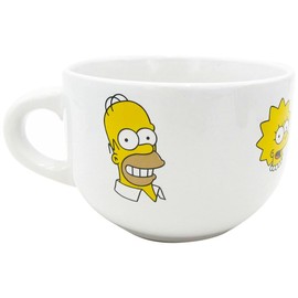FUNKIDS 1738-179 Taza De Cerámica Familia The Simpsons Homero Bart Colección Jumbo 820 ml, Blanco