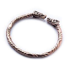 Large Vikings Thordall Bangle Diameter 7.2 cm Dragon Jewellery Viking Bronze, Fabric, without stone