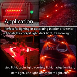 FZSSHYG Red Boat Interior Lights 12V Marine Boat Lights Waterproof Boat Navigation Lights for Deck Courtesy Transom Cockpit Bow and Stern, Kayak Yacht Fishing Pontoon Boat Sailboat Lights,10Pcs
