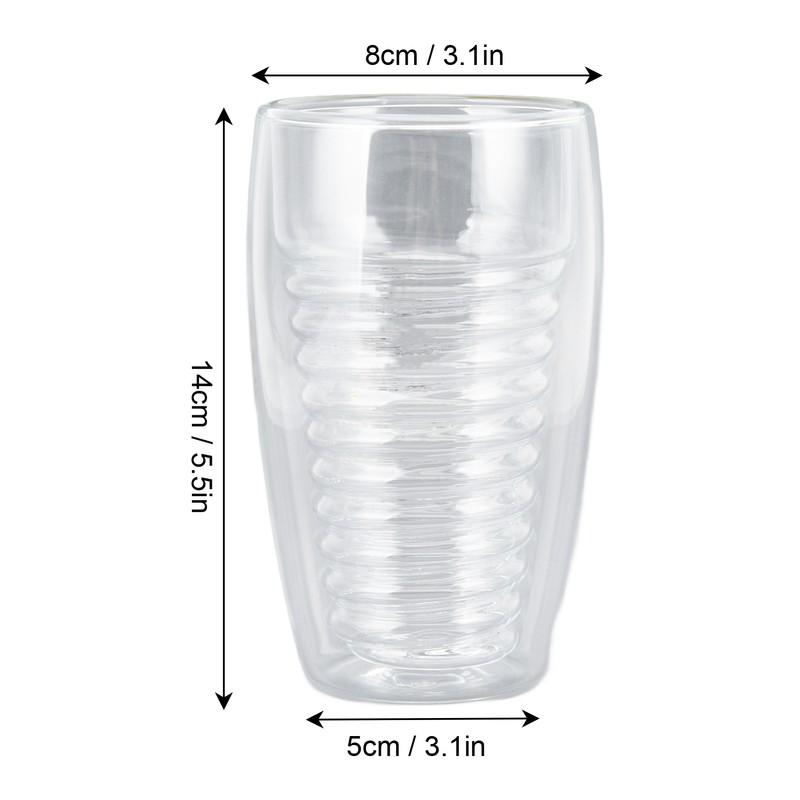 Double Wall Glass Coffee Cup 320ml High Temperature Resistance Clear