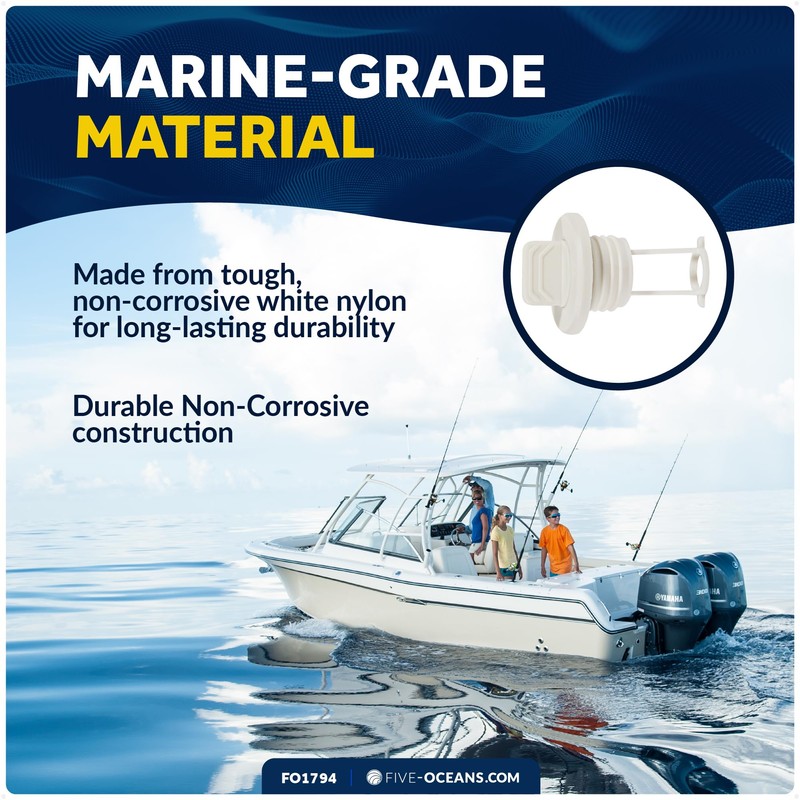 Five Oceans Captive Garboard Drain Plug, for 1-Inch Transom Hole,
