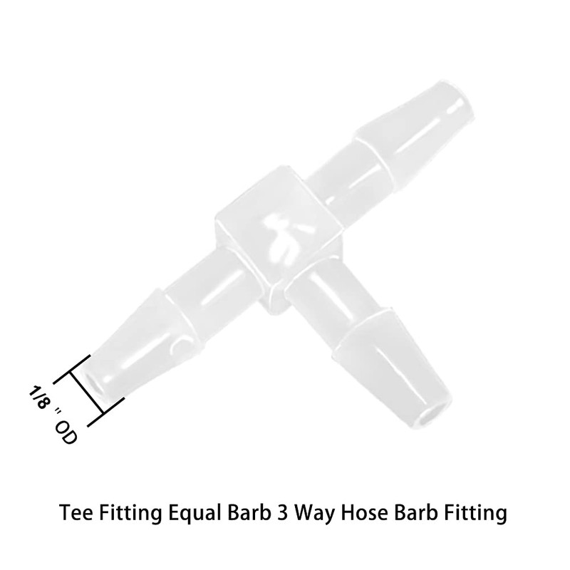 ANPTGHT 1/8" Tee Fitting Equal Barb 3 Way Hose Barb