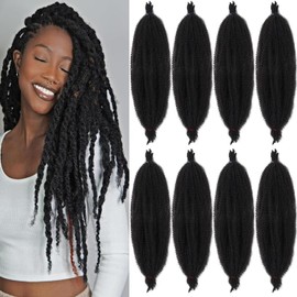 Mscat 25,4 cm vorgetrennte, federnde Afro-Twist-Haarverlängerungen, 8 Packungen, Marley Twist Crochet Braiding Kunsthaarverlängerungen (8 Strähnen/Packung, 1B#)